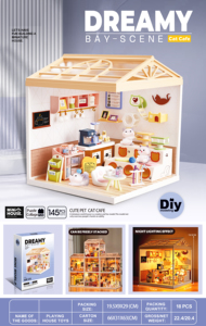 <span class=keywords><strong>ELI</strong></span> TOYS Casa de Muñecas en Miniatura 3D, Bloques de Construcción de Plástico para Armar, Rompecabezas DIY, Juguete Hecho a Mano para Desarrollar la Creatividad, Regalo - Product Image 5