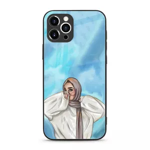 Benutzer definierte Logo-Druck Hochglanz Hart gehärtetes Glas Handy hülle Für Iphone 11 12 13 Hülle Für Samsung Galaxy S22 Masked Girl