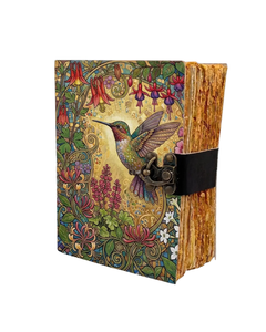 Carnet de notes en cuir fait main motif colibri, journal de la nature, carnet de notes floral vintage, cadeau pour les amoureux des oiseaux, pour femmes, artistes, écrivaines - Product Image 1