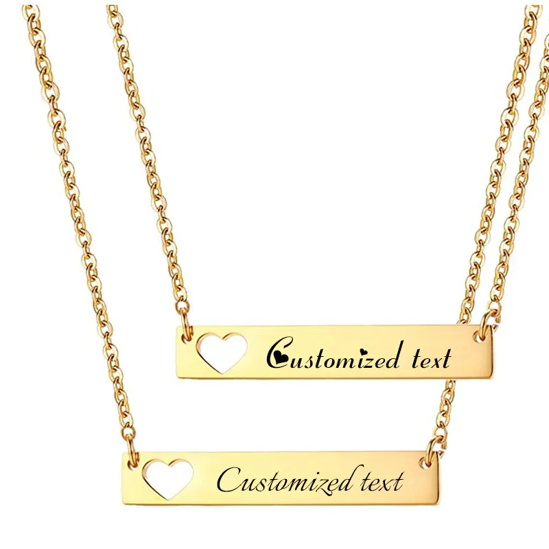 Pvd Gold Plated Heart Necklaces Gold 316 En Stainless Steel High Quality Blank Laser Jewelry For Engraving Products
