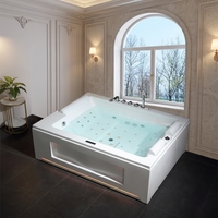 Baignoire Balnéo Moderne en PVC et Acrylique de 1,9 m, Profonde, avec 19 Jets de Massage et 20 Bulles, Fabrication Directe Usine, Prise en Charge OEM/ODM