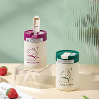 Cadeaux de baptême en gros, gobelets en verre à double paroi vert de 400 ml avec couvercle et paille, ours en peluche, boisson directe, écologiques, mignons