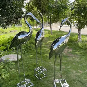 Modern bahçe dekorasyon paslanmaz çelik vinç heykel paslanmaz çelik vinç kuş heykel Metal madalyalar