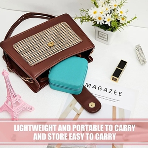 Bán buôn du lịch xách tay nhỏ hộp đồ trang sức nhẫn bông tai tổ chức tùy chỉnh PU Dây Kéo da vuông mini lưu trữ đồ trang sức trường hợp - Product Image 5