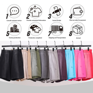 Pantalones Cortos Vintage para Hombre, Lavado Ácido, Transpirables, de Algodón, con Efecto Desgastado por el Sol, Borde Crudo, Estampado Puff, Cintura Media, Estilo Casual - Product Image 5