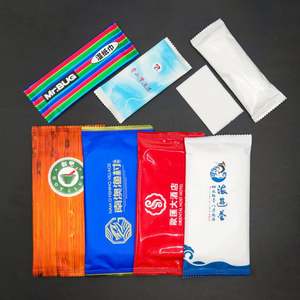 Lingettes humides individuelles avec logo personnalisé, emballage individuel, jetables, pour voyages, hôtels, restaurants, nettoyage des mains et de la bouche - Product Image 6