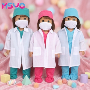 Vêtements de poupée rouge manteau de haute qualité pour fille tissu de poupée avec chapeau habillé comme un médecin - Product Image 4