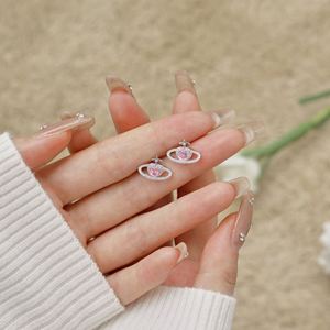Dylam Best Valentine Days Gift Tiny Hypoallergenic S925 <b>Silver</b> Heart Shape Planet Star 5A Zirconia <b>Stud</b> <b>Earrings</b> - Product Image 5