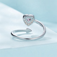 Personnalisé coeur jointures fiançailles prix de gros bagues en argent Sterling minimaliste déclaration à la mode 925 opale dames bague rose