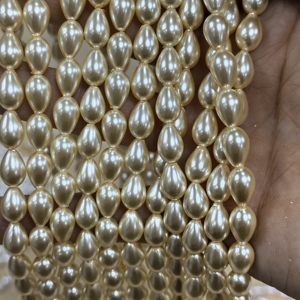 Premium 6x9mm Orange-Pink Glass Teardrop Faux Pearls-Certified DIY <strong>Jewelry</strong> <strong>Supplies</strong> for Bracelet and Necklace - Product Image 5