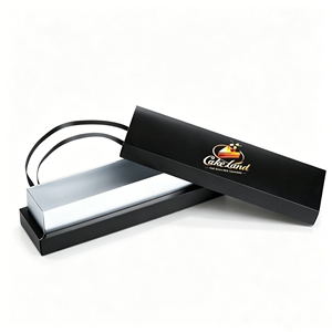 Boîte cadeau personnalisable écologique avec couvercle doublé d'éponge, base et ruban, emballage en carton de luxe, logo personnalisé pour gâteau tiramisu, dessert - Product Image 2