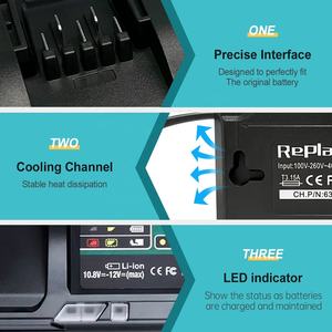 Cargador de Batería de Repuesto DC10SB para Makita 10.8V 12V <span class=keywords><strong>DC10WD</strong></span> DC10WC para BL1015 BL1021B BL1041B Cargador Rápido con Ventilador - Product Image 2