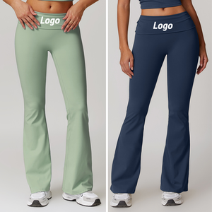 Pantalon de yoga bootcut taille haute pour femme Leggings d'entraînement extensibles à jambe évasée Bas de vêtements de sport solides Collants taille moyenne - Product Image 6