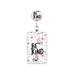 Cross-border BE KIND colorful butterfly fun badge scroll retractable access card UV full-print card sleeve - Product Image 5