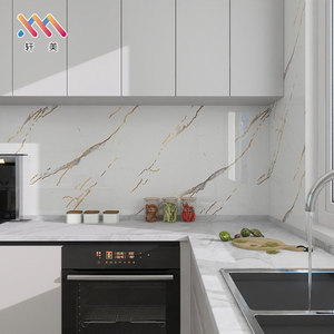 ไวนิลกันน้ำมีกาวในตัวเรขาคณิตลายหินอ่อนวอลล์เปเปอร์สติกเกอร์กันน้ำมันห้องน้ำตกแต่งห้องครัวที่ถอดออกได้ความกว้าง 60 ซม. - Product Image 1