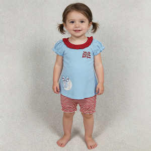 En Stock, Ropa Casual de Boutique para Niñas con Bordado de Béisbol, Conjuntos de Verano, Vestidos, Venta al Por Mayor, Precio de Fábrica, Ropa para Hermanas - Product Image 2