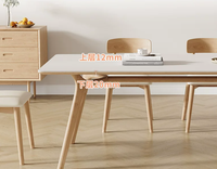 Table à manger en bois naturel, couleur bois naturel, plateau en bois massif, base épaissie pour la maison et les restaurants