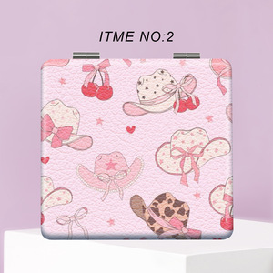 <span class=keywords><strong>Espejo</strong></span> de Maquillaje Plegable Cuadrado de Doble Cara <span class=keywords><strong>con</strong></span> Diseño Personalizado, Lindo <span class=keywords><strong>Espejo</strong></span> de Bolsillo Portátil <span class=keywords><strong>con</strong></span> Diseño de Fresa y Cereza para Mujer, Regalo - Product Image 4