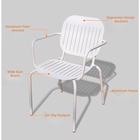 Chaise de salle à manger moderne minimaliste en aluminium – Légère, empilable, pour usage commercial extérieur, entrepôt, jardin, événement, fête, patio, balcon