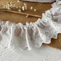 Tissu de pièce de broderie en coton plissé jupe de broderie d'arc blanc ourlet manchette à volants accessoires de dentelle de dentelle