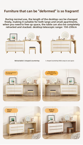Commode japonaise intégrée, table de maquillage et de coiffage moderne et minimaliste avec miroir éclairé, <span class=keywords><strong>pour</strong></span> chambre d'hôtel et salon - Product Image 5