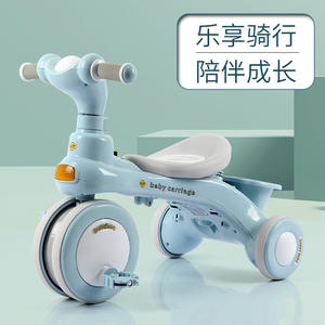 Tricycle enfant bleu, poussé ou à roulettes, pour enfants de 2 à 4 ans, avec roues en mousse - Product Image 3