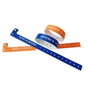 Cheap Custom Hotel Bracelet L Shape Adult Size Colorful PVC / Vinyl Wristbands