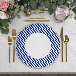 Ensembles d'assiettes à dîner de luxe en porcelaine fine de 10.5 pouces bleu moderne motif végétal chargeurs de <span class=keywords><strong>mariage</strong></span> en céramique respectueux de l'environnement - Product Image 3
