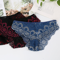 Culotte transparente sexy taille haute pour femmes rondes, en dentelle florale rose et blanche, vente en gros personnalisée