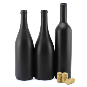 Bouteilles de <span class=keywords><strong>vin</strong></span> en verre noir mat rechargeables de 750 ml avec bouchon en liège, emballées en carton, pour la décoration et le <span class=keywords><strong>vin</strong></span> maison - Product Image 1