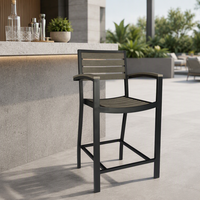 Tabouret de bar moderne en aluminium sans accoudoirs, chaise de comptoir avec assise en plastique ou en bois, pour restaurant, café, bar à domicile