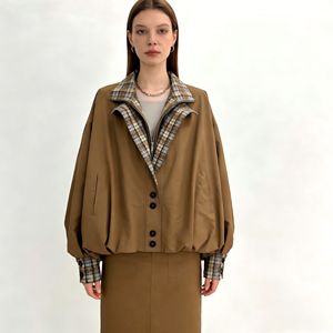 <span class=keywords><strong>Trench</strong></span>-coat vintage à carreaux <span class=keywords><strong>kaki</strong></span> - Veste décontractée pour <span class=keywords><strong>femme</strong></span> - <span class=keywords><strong>Trench</strong></span>-coats en gros d'usine - Product Image 1