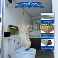 Promotion : Remorque WC Mobile 3 Cabines à Double Essieu Grise, Toilettes Portables avec Urinoir et Lavabo pour Grands Événements Extérieurs