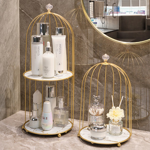 Birdcage Storage Rack 3 Tier Marble Top Cosmetic Organizer <b>Desktop</b> Bathroom Kitchen Toilet Makeup Storage - Product Image 2