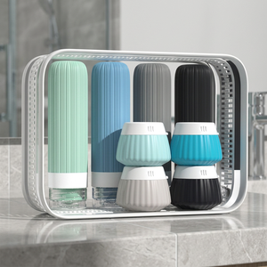 Ensemble de 8 flacons de voyage en silicone pour savon, anti-fuite, rechargeables, avec 4 flacons de 90 ml et 4 pots de 30 ml et sangle de sécurité - Product Image 3