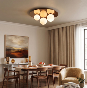 Alabaster Ceiling Lamp Brass <b>LED</b> AC Modern Luxury Flush <b>Mount</b> 3-<b>Light</b> Bedroom Living Room Hotel Custom - Product Image 3