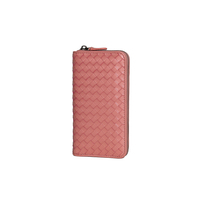 Dompet Kulit Domba Tenun Tangan dengan Ritsleting, Gaya Bisnis, Kapasitas Besar, Tempat Kartu