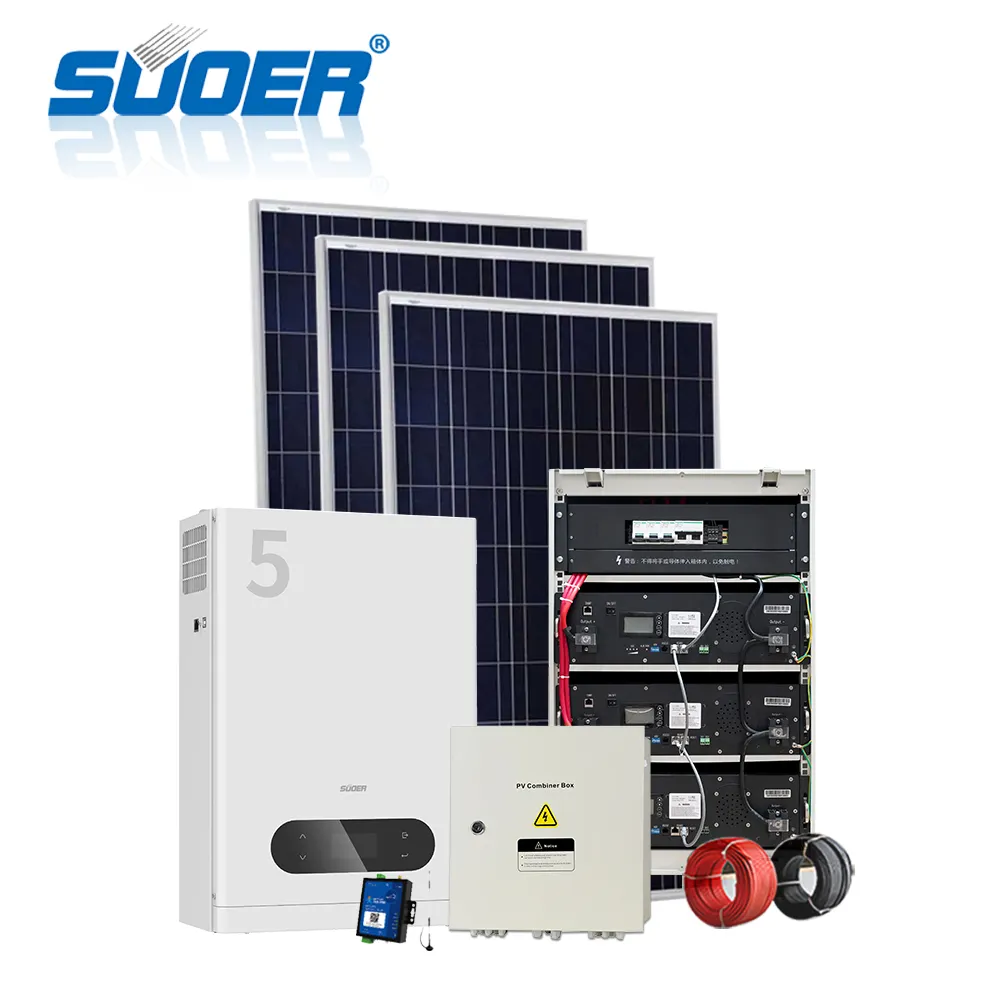 SUOER Pure sine wave 5kw 10kw off grid sistema di energia elettrica solare per uso domestico sistema solare 5kva