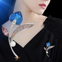 Broche en forme de cœur coréen XILIANGFEIZI avec zircon et perle d'eau douce, motif fleur de tulipe, accessoire pour femme, cadeau pour mariage ou fête