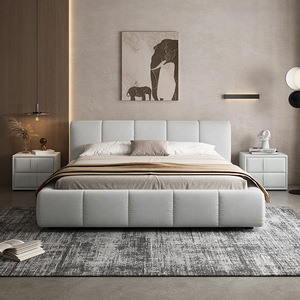 ไฟเตียงคู่สไตล์มินิมอลแบบอิตาลีทันสมัยสไตล์วินด์หรูหราสำหรับห้องนอนใหญ่แผงผ้าไม้หนังสั่งทำใช้ในบ้านและโรงแรม - Product Image 1