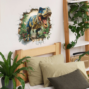 Pegatina de <span class=keywords><strong>Pared</strong></span> de Dinosaurio que Rompe Paredes, Paisaje Forestal, Autoadhesiva, Pegatinas de <span class=keywords><strong>Pared</strong></span> <span class=keywords><strong>3D</strong></span> <span class=keywords><strong>para</strong></span> Habitación de Niños, Baño - Product Image 6