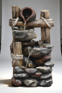 <span class=keywords><strong>Fontaine</strong></span> d'eau rustique en bois et pierres empilées pour la décoration intérieure et extérieure du <span class=keywords><strong>jardin</strong></span> avec fonction d'humidification - Product Image 3