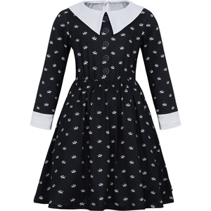 Abito Nero Estivo Transfrontaliero Mercoledì, Costume COS Famiglia Addams, Abbigliamento Streetwear, Outfit per Performance di Halloween - Product Image 4