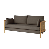 Nouveau design moderne, canapé-lit sectionnel carré à trois places avec structure en rotin naturel et bois, pour salon, hôtel, mariage, entrepôt, villa