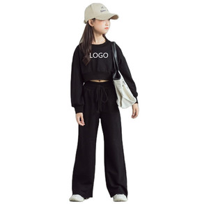 Conjunto de Ropa para Niñas, Moda Otoñal Europea, Sudadera y Pantalones Deportivos, 95% Algodón, Estilo Hip Hop para Adolescentes - Product Image 1