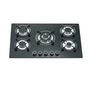New arrival factory premium quality mounted 5 burners built-in cooktop safety device tempered glass panel built-in gas hob