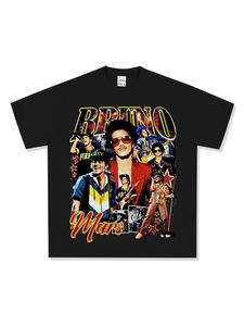 Maglietta Casual Americana Retrò Stile <span class=keywords><strong>Bruno</strong></span> Mars in Puro Cotone Lavorato a Maglia, Ecologica, Vestibilità Ampia, Manica Corta, Girocollo - Product Image 3