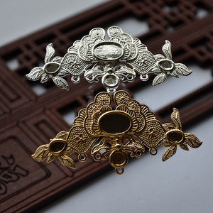 Copper Cast Bronze Color Preserving Orchid Hair <b>Crown</b> 29x60mm For Earring Making DIY Hanfu Accessories - Product Image 4