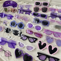 Lunettes de soleil violettes rétro à monture ronde pour hommes Lunettes anti-UV UV400 claires Visages carrés Lunettes sexy pour femmes