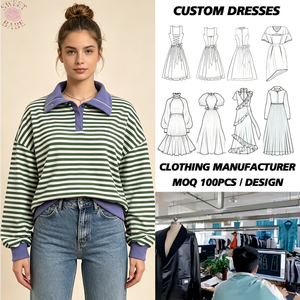 Women Striped Color Contrast <b>Polo</b> Collar Sweatshirt Long Sleeve Drop Shoulder Loose Oversized Pullover Tops - Product Image 1